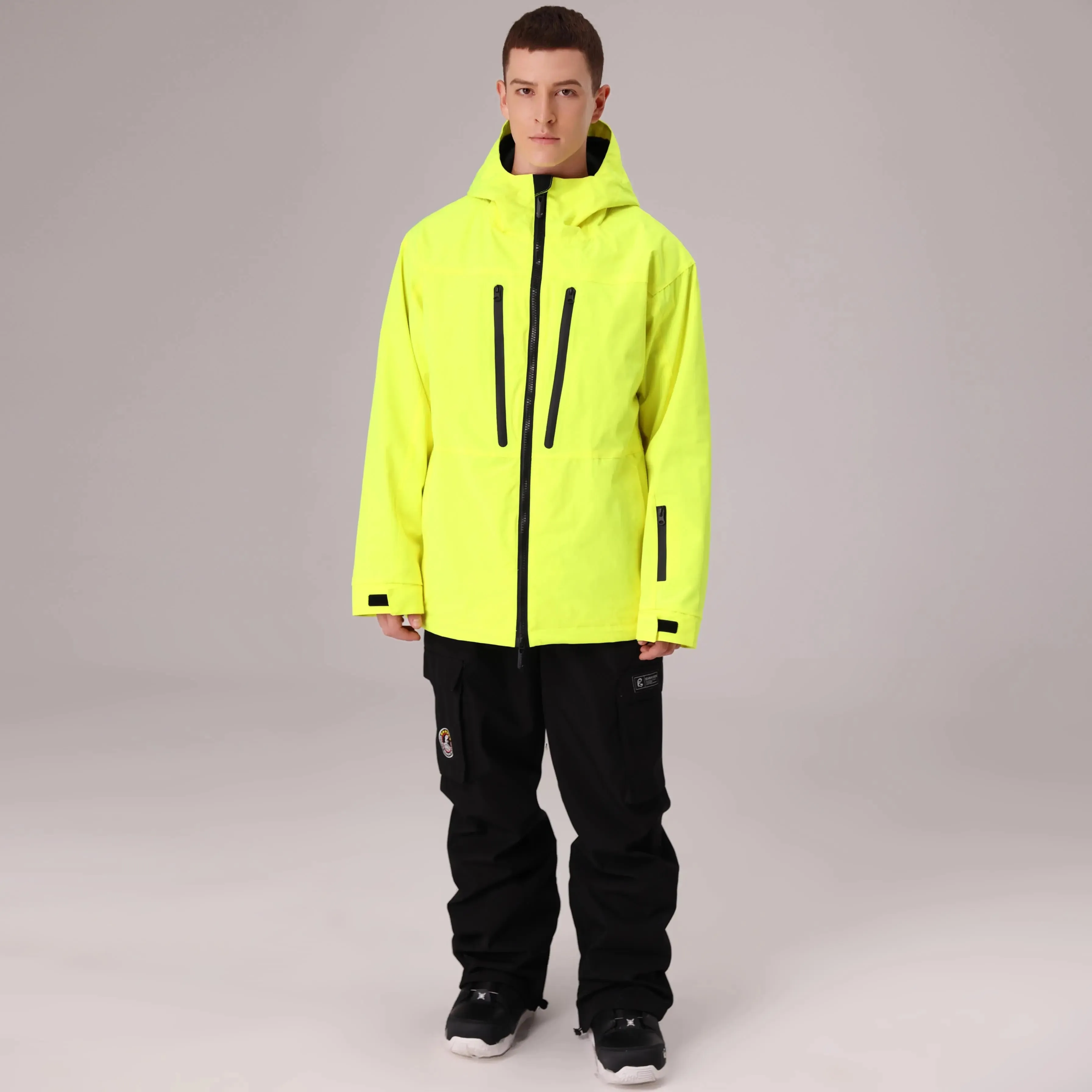 Men Zip Windbreaker Ski Shell Jacket Hooded Snow Coat