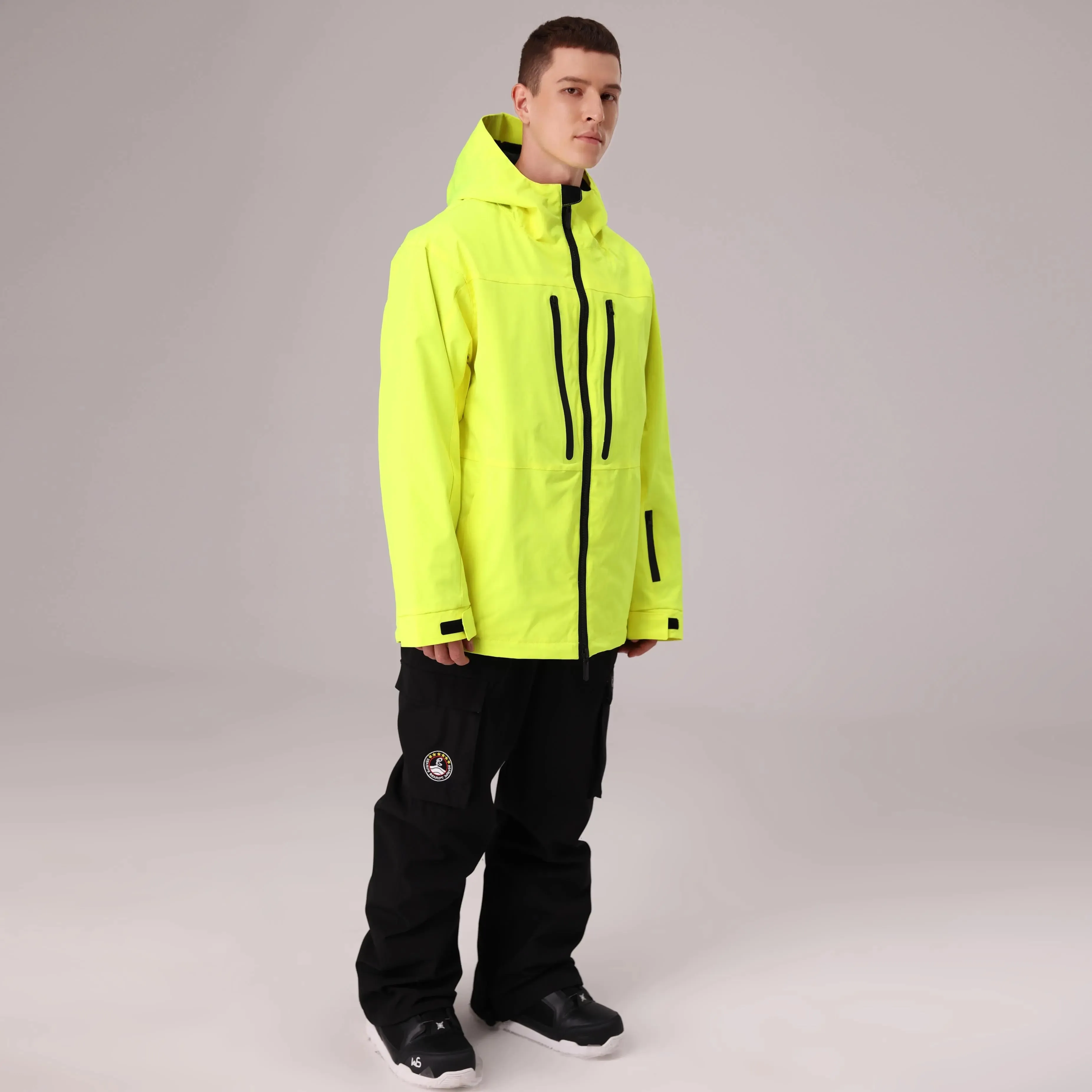 Men Zip Windbreaker Ski Shell Jacket Hooded Snow Coat