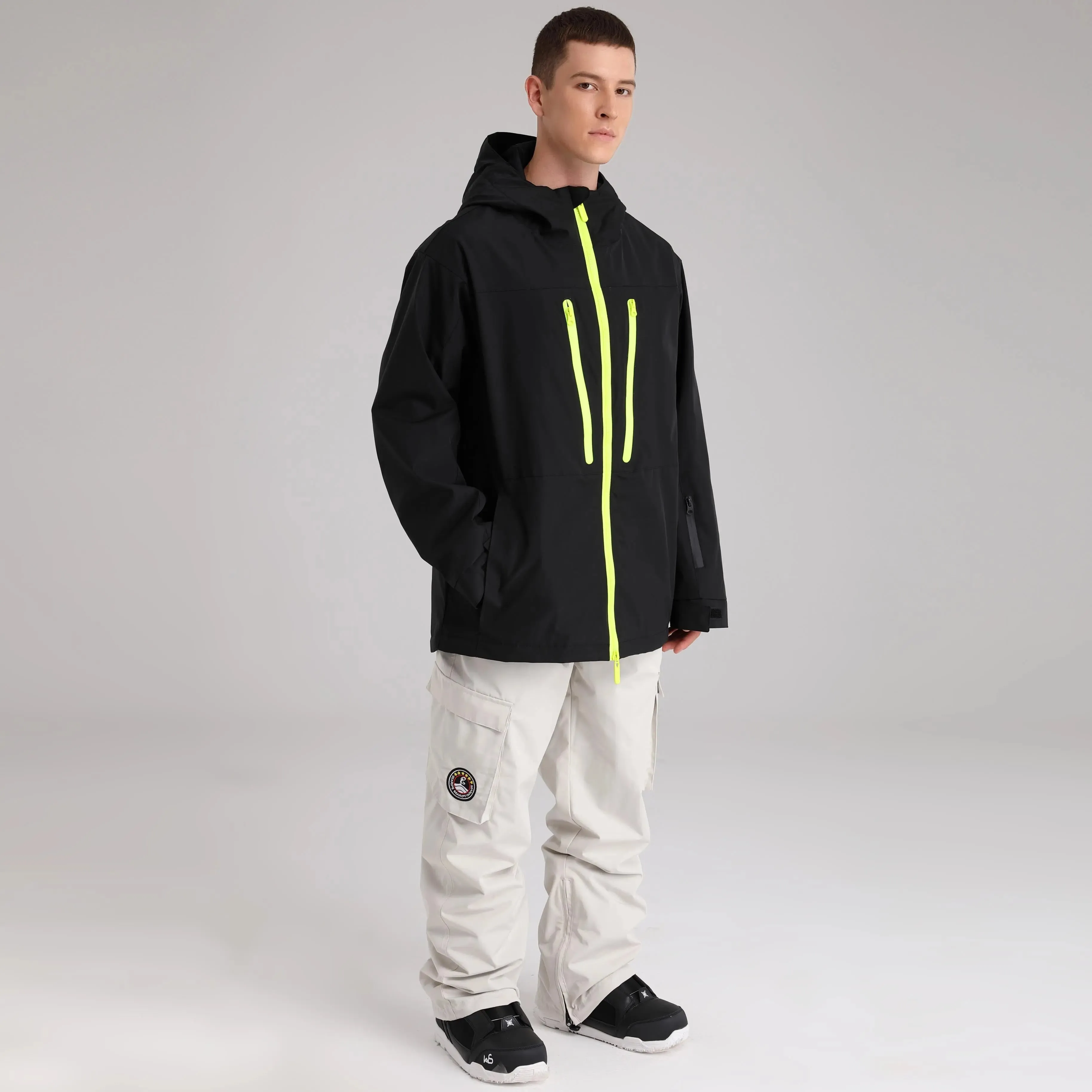 Men Zip Windbreaker Ski Shell Jacket Hooded Snow Coat