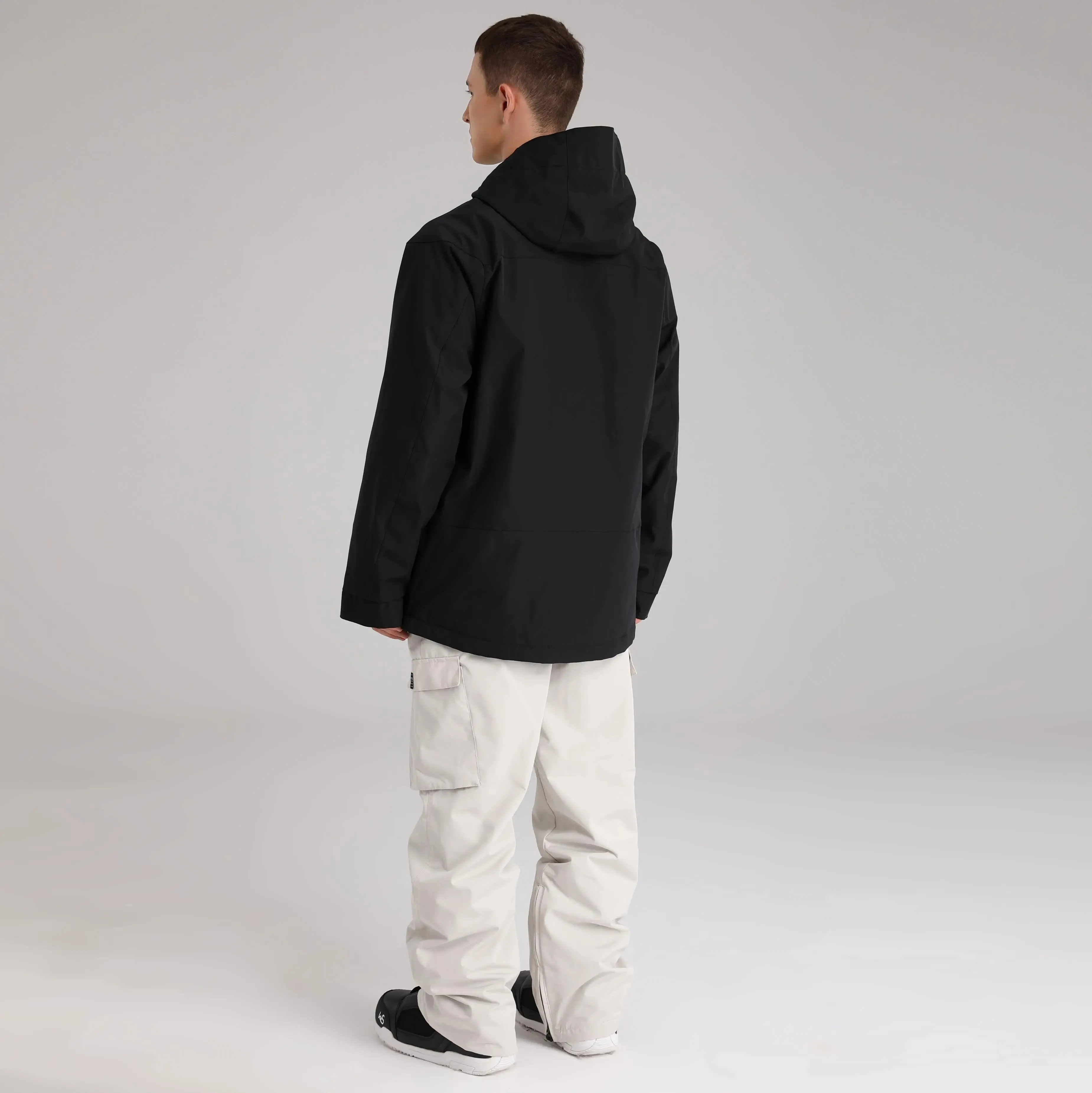 Men Zip Windbreaker Ski Shell Jacket Hooded Snow Coat