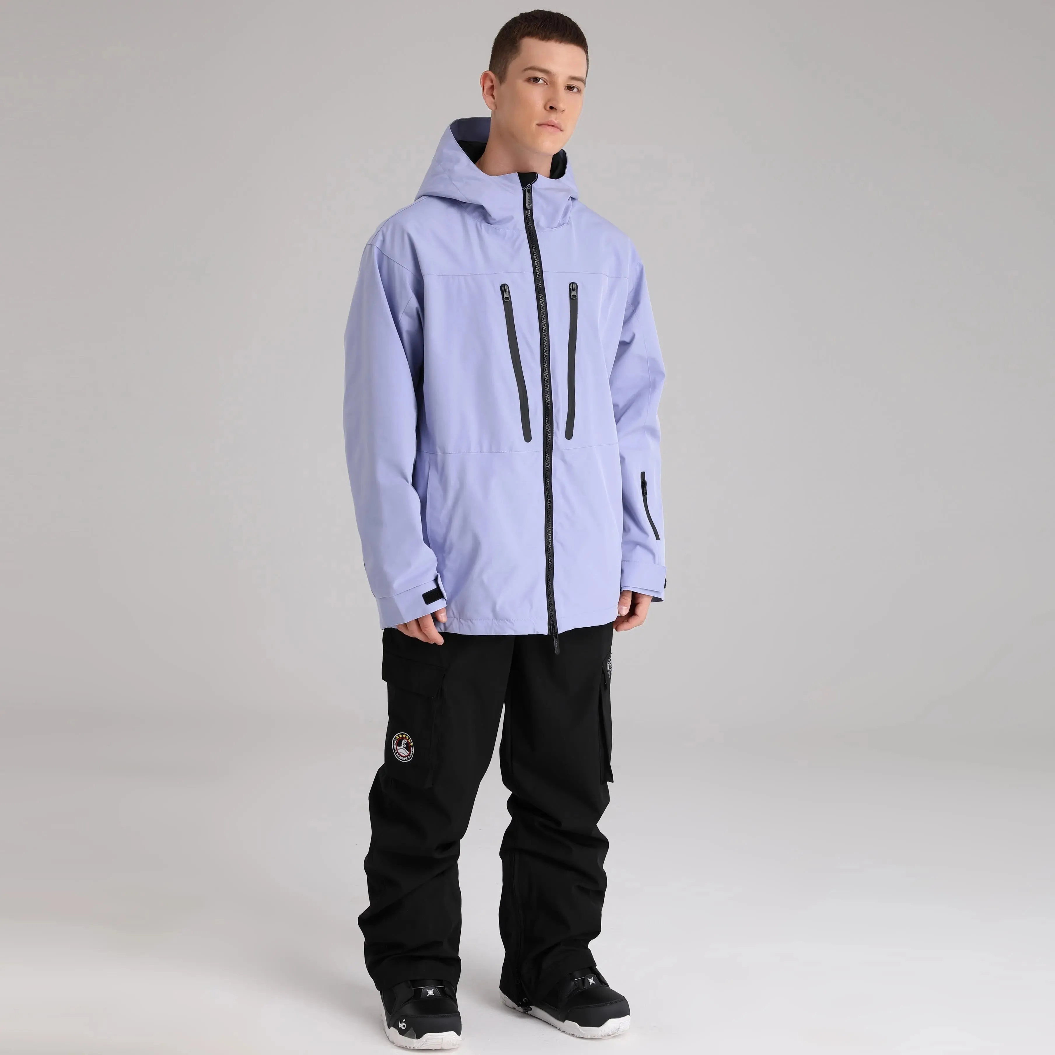 Men Zip Windbreaker Ski Shell Jacket Hooded Snow Coat