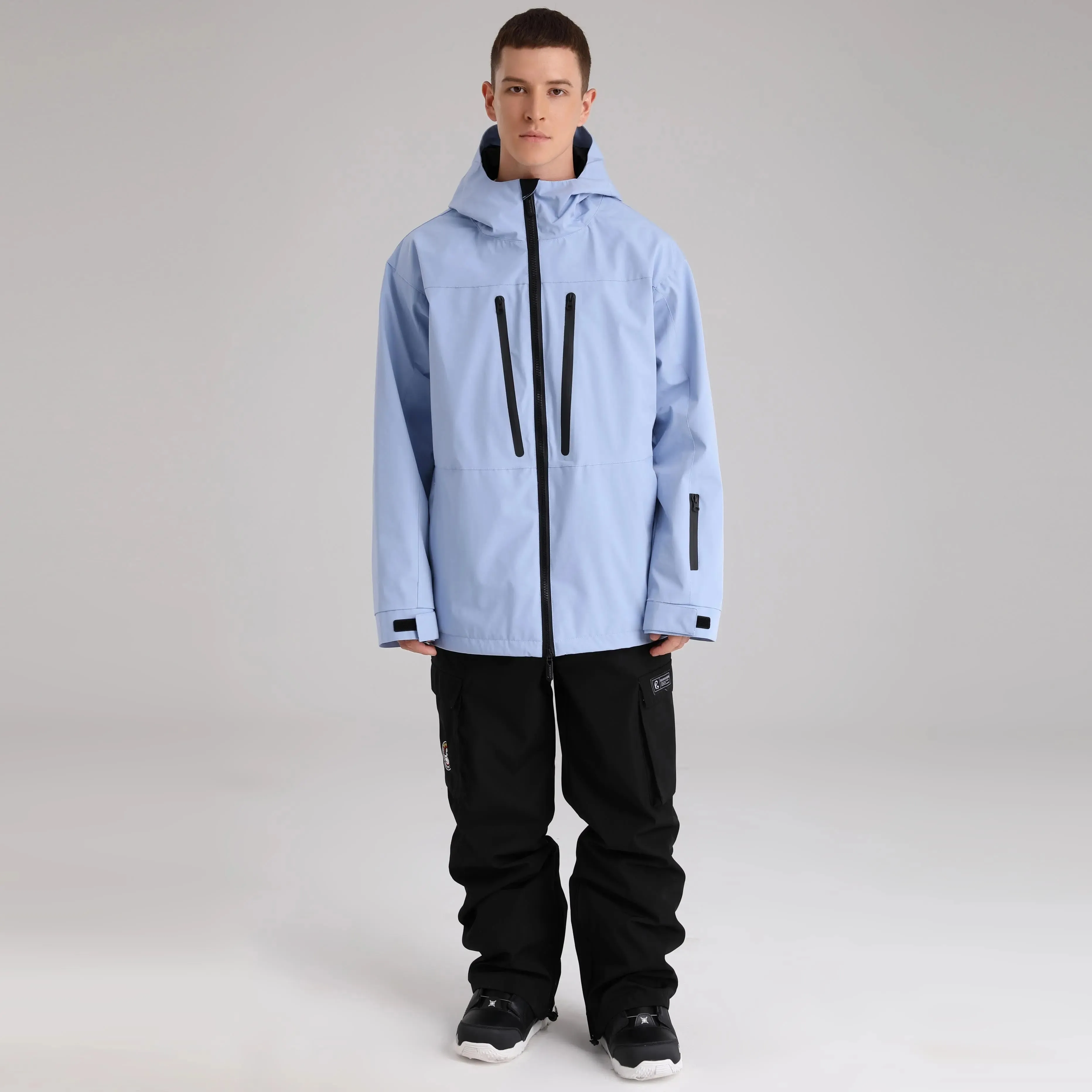 Men Zip Windbreaker Ski Shell Jacket Hooded Snow Coat