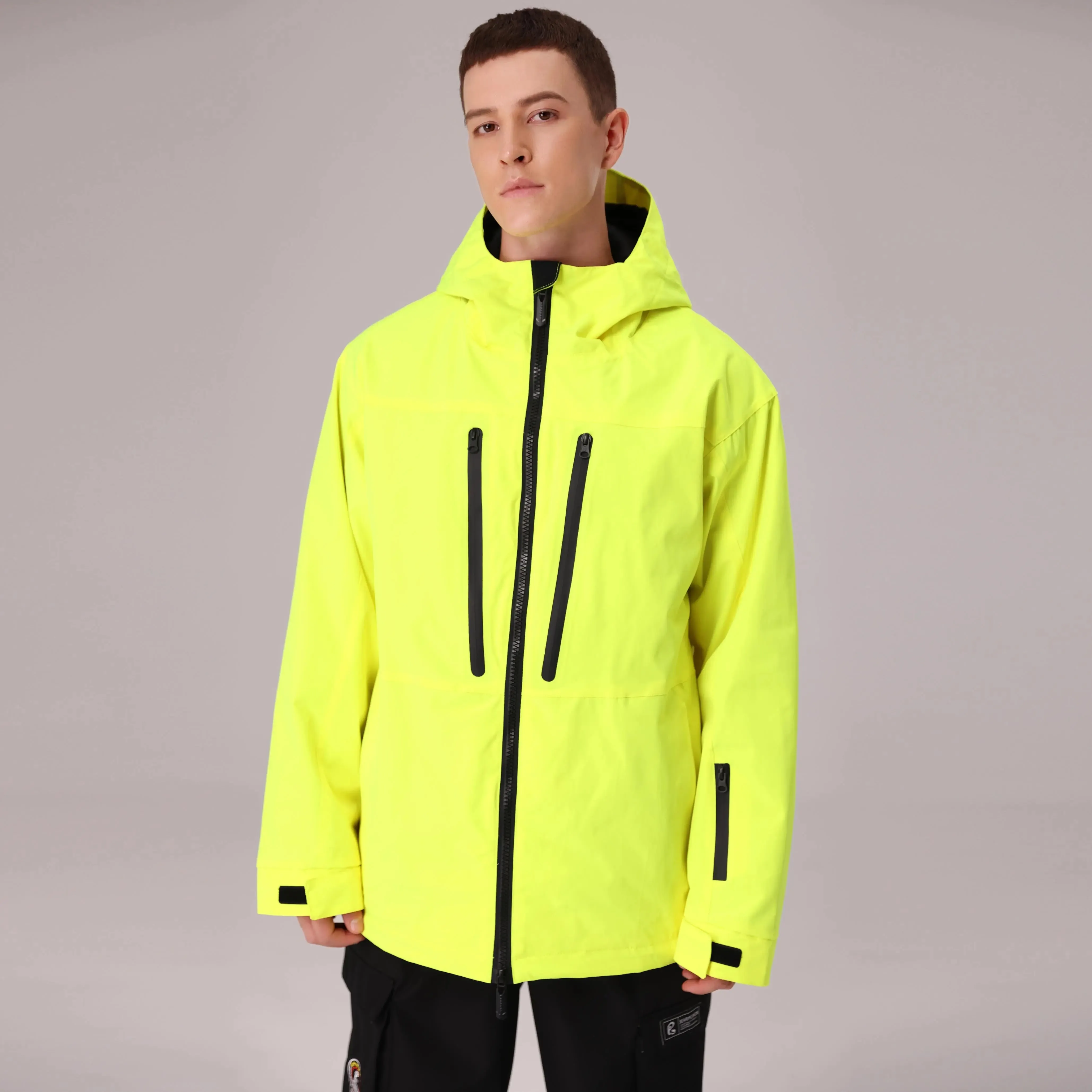 Men Zip Windbreaker Ski Shell Jacket Hooded Snow Coat