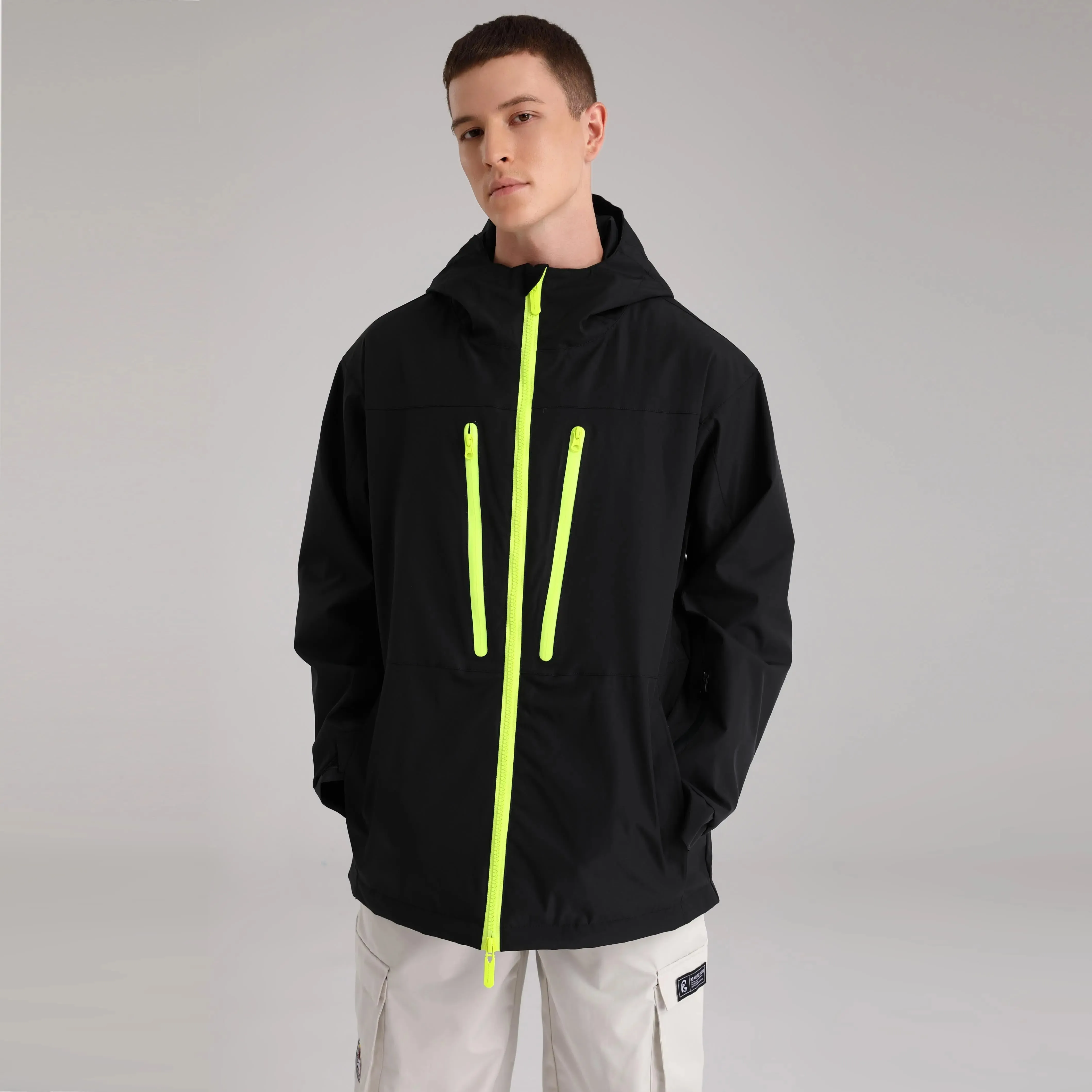 Men Zip Windbreaker Ski Shell Jacket Hooded Snow Coat