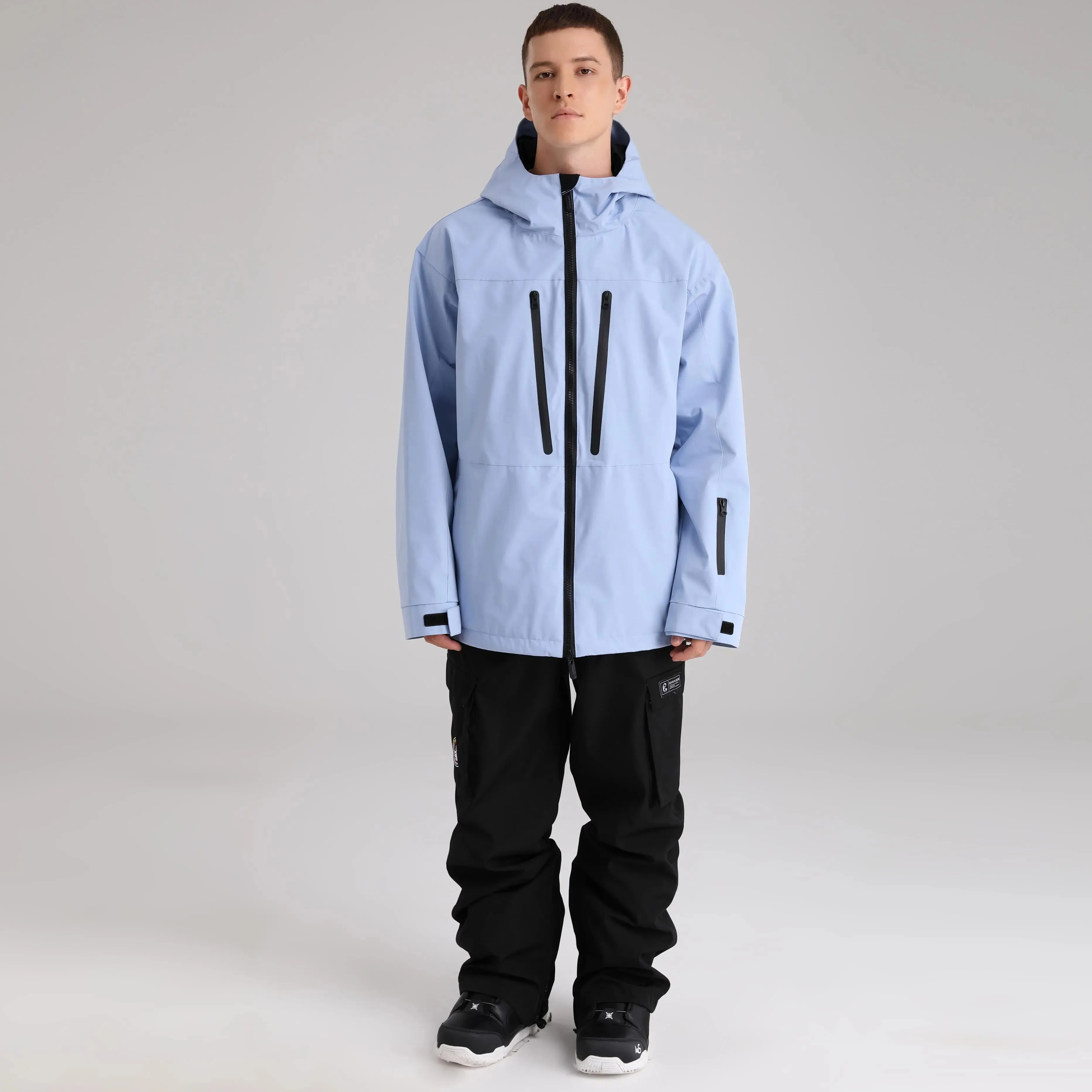Men Zip Windbreaker Ski Shell Jacket Hooded Snow Coat