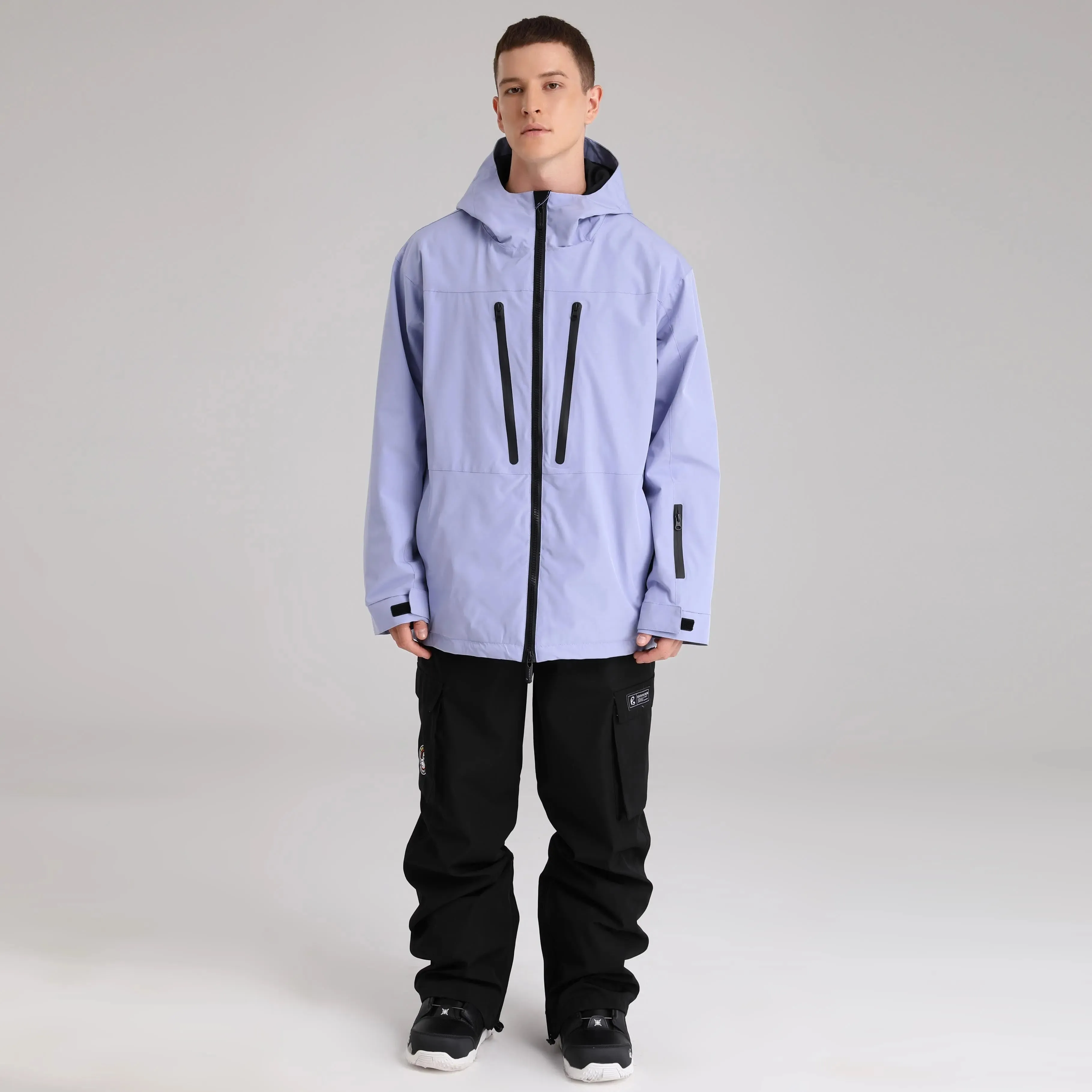 Men Zip Windbreaker Ski Shell Jacket Hooded Snow Coat