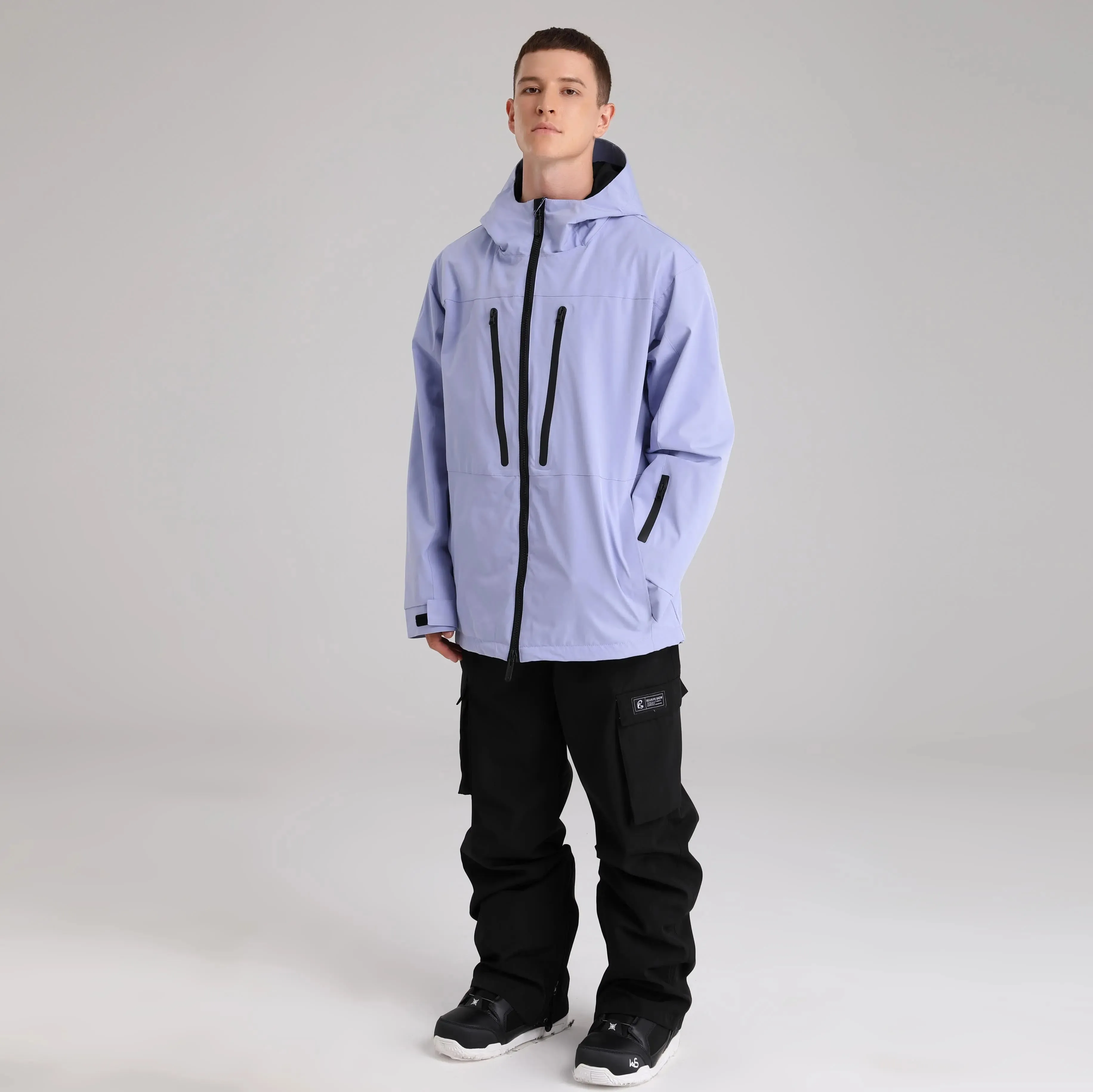 Men Zip Windbreaker Ski Shell Jacket Hooded Snow Coat