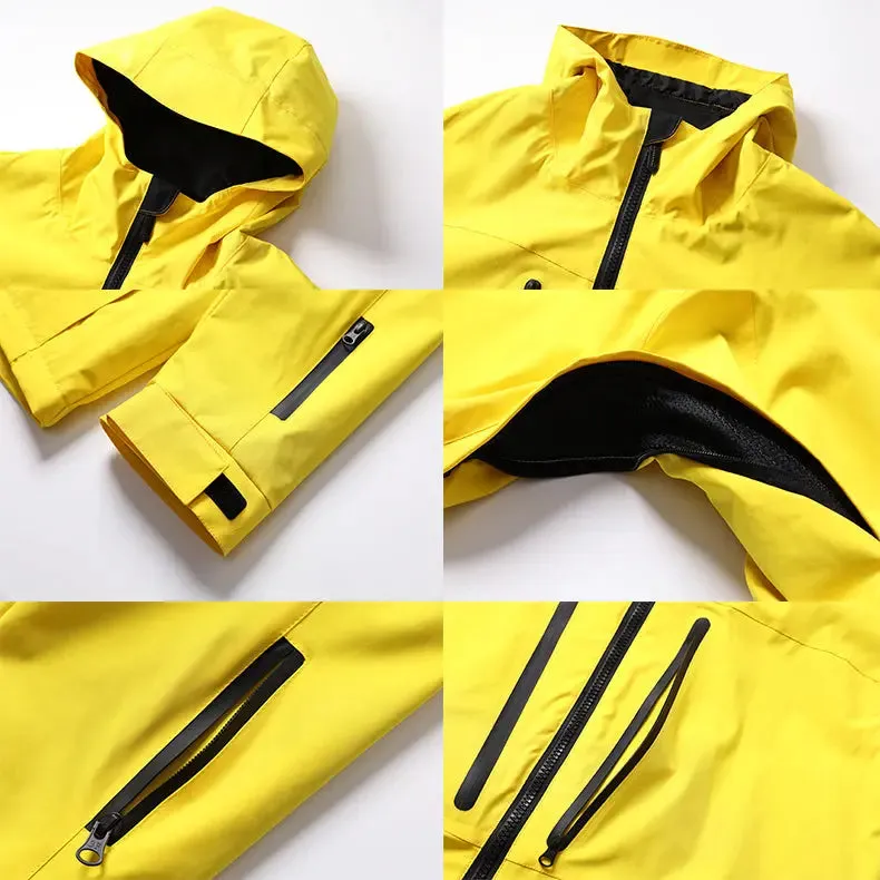 Men Zip Windbreaker Ski Shell Jacket Hooded Snow Coat