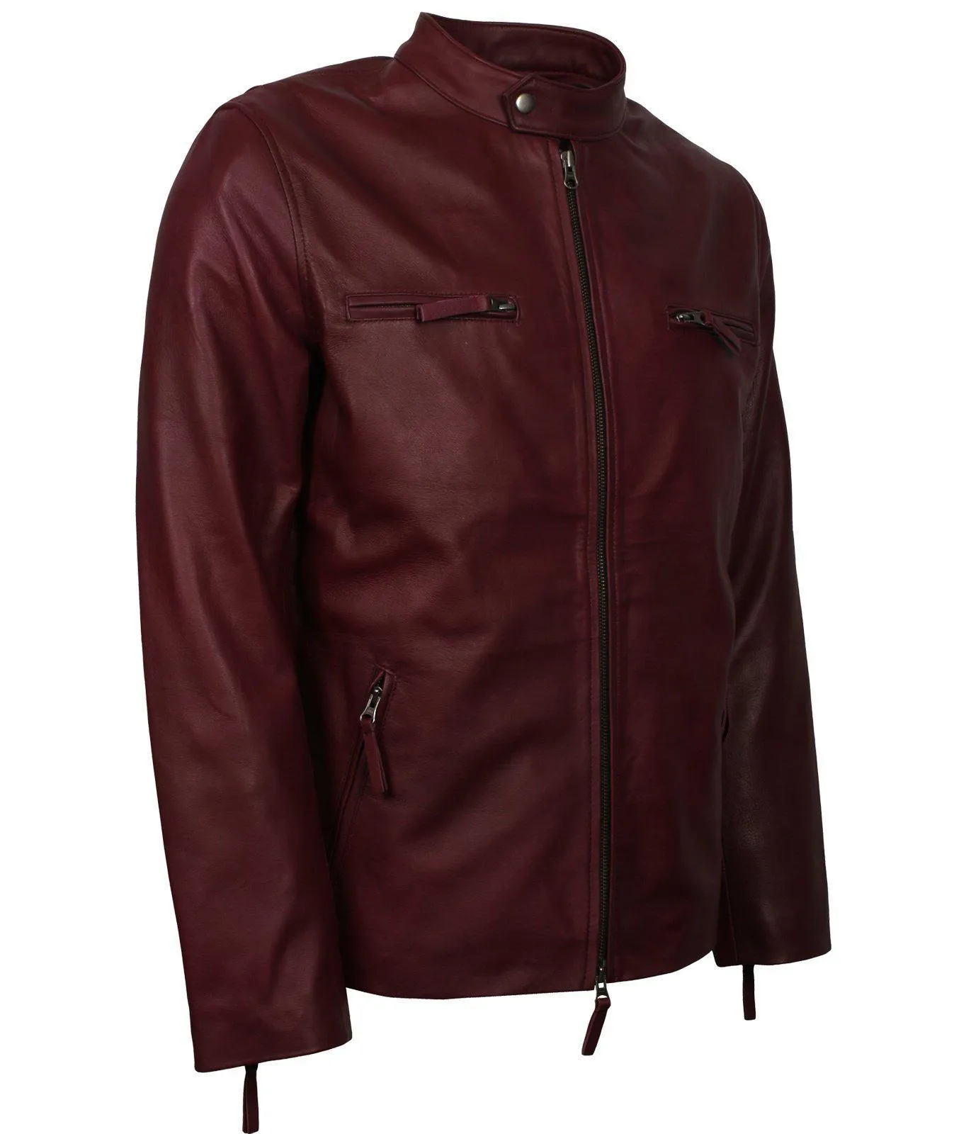 Men's Maroon Casual Classic Genuine Leather Jacket