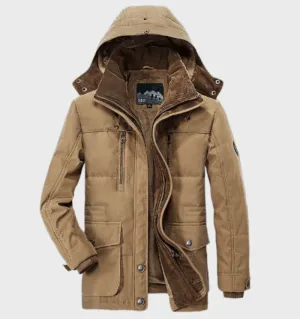 Men's Warm Fleece Hooded Winter Jacket with Pockets