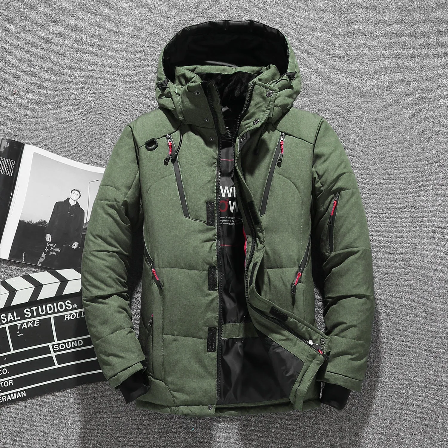 Mens White Duck Down Parka Winter Warm Jacket