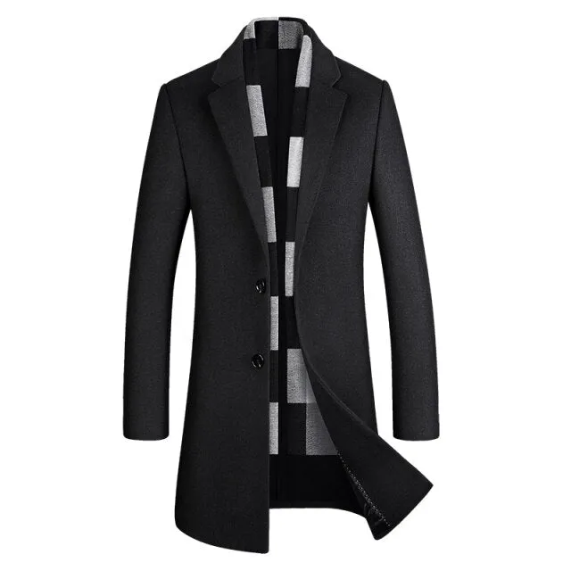 New Fashion Wool Coat Men Long Windbreaker Woolen Overcoat Mens Casual Peacoat Male High Quality Classical Jaket Trench Coats