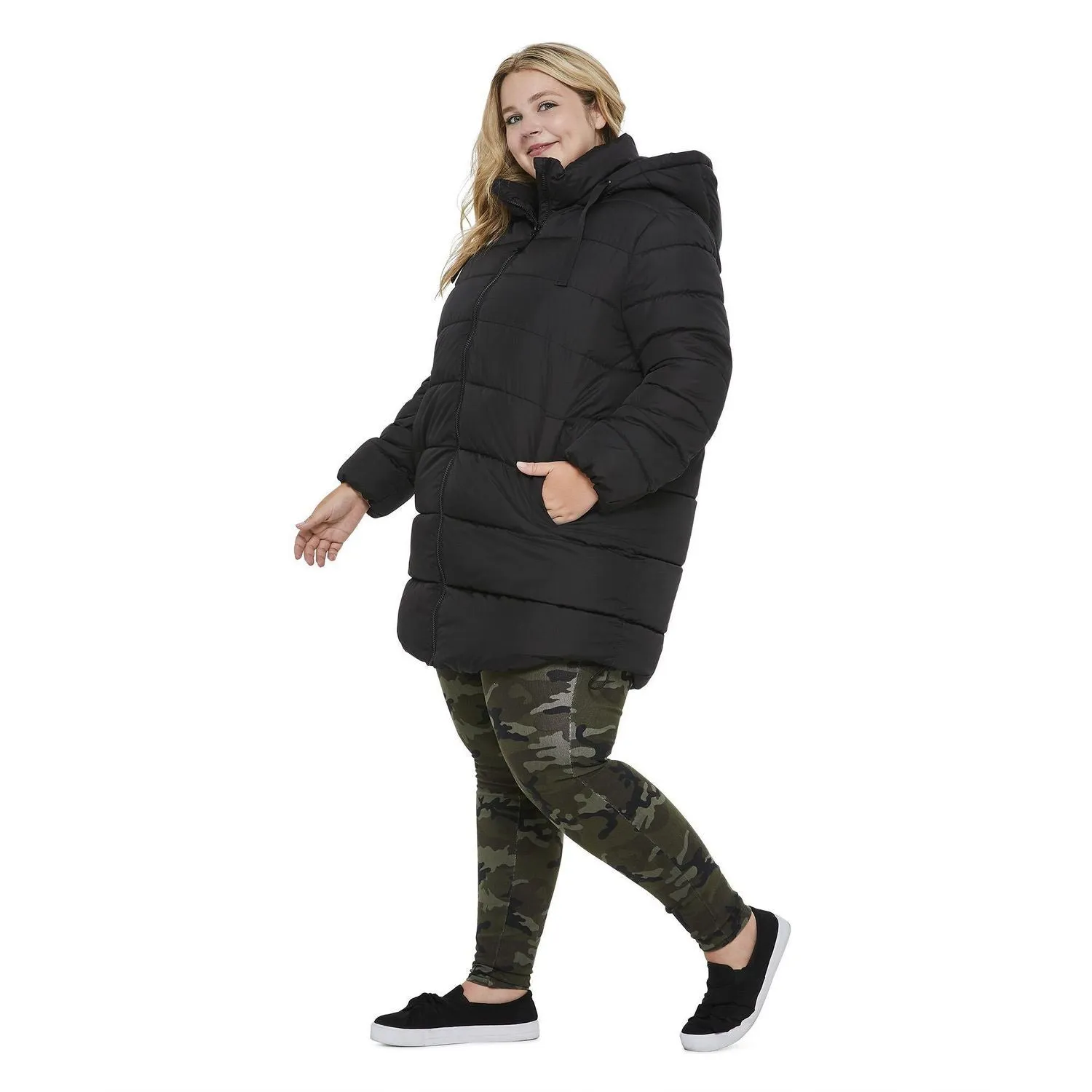New George Plus Women's Wide Panel Puffer Winter Jacket in Black, Sz 2X!