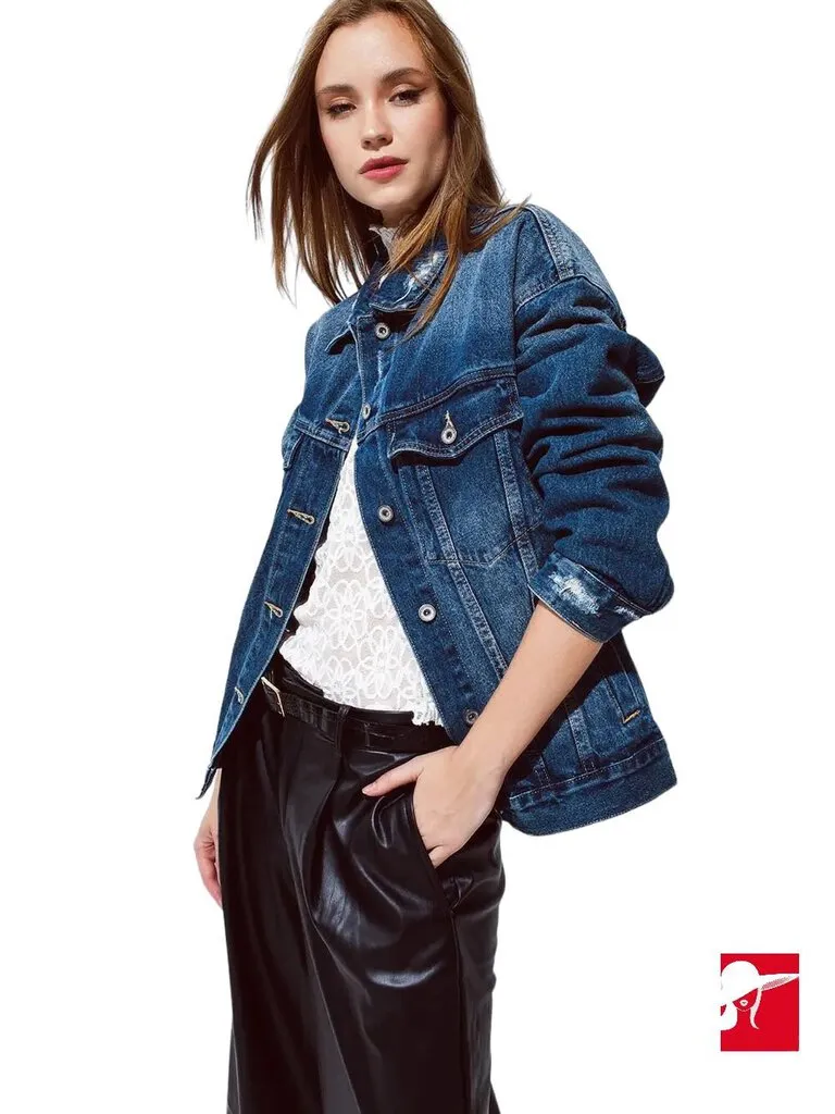 Q2 Boyfriend Relaxed Denim Jacket NEW size S