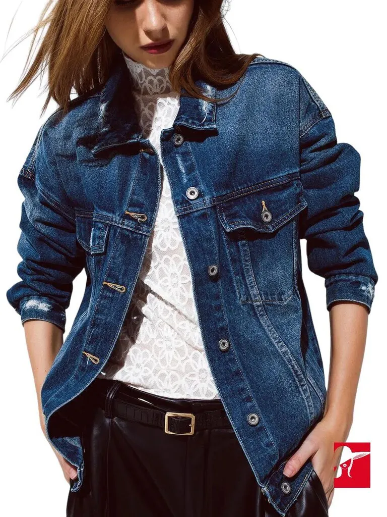 Q2 Boyfriend Relaxed Denim Jacket NEW size S