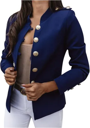 SHAOBGE Ladies Coats Winter Women Long Sleeve Casual Slim Top Button Stand Collar Solid Business Jacket 3 In1 Jacket