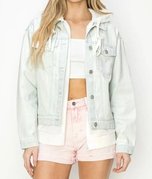 The Hillary Hoodie Jacket: Denim Layered Hodded Jacket