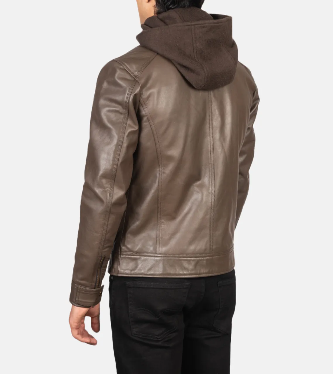 Traversay Hooded Men's Biker Leather Jacket