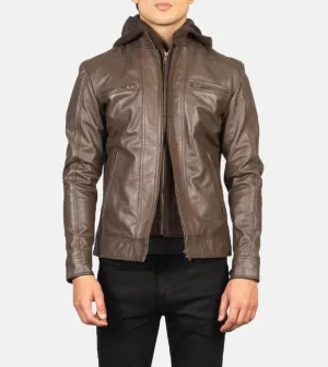 Traversay Hooded Men's Biker Leather Jacket