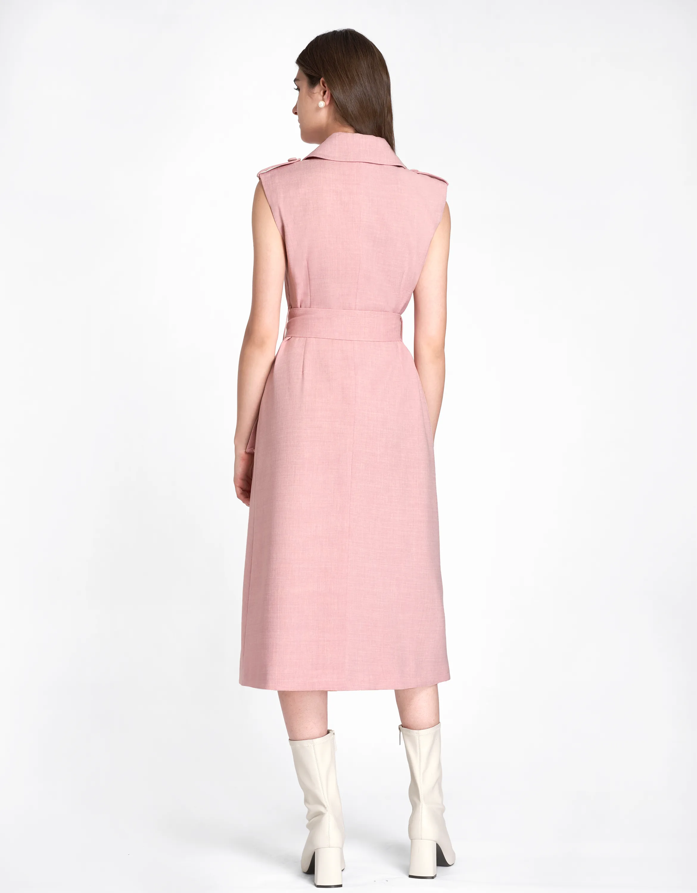 Trench Coat Sleeveless Midi Dress