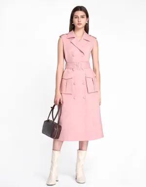Trench Coat Sleeveless Midi Dress