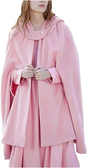 tuduoms Women's Winter Hooded Cape Poncho Coat Wool Blend Short Cape Jacket Renaissance Witch Cosplay Cape Halloween Costumes