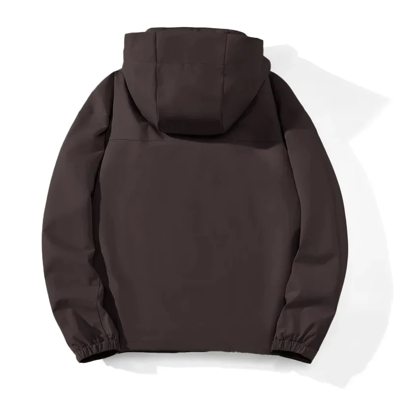 Unisex Waterproof Windbreaker Jacket with Removable Hood - Breathable, Anti-Sweat, and Durable for Hiking, Camping, and Outdoor Adventures