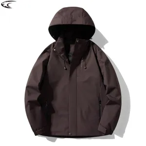 Unisex Waterproof Windbreaker Jacket with Removable Hood - Breathable, Anti-Sweat, and Durable for Hiking, Camping, and Outdoor Adventures