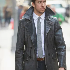 Vintage Leather Naval Officer's Coat Z21P019