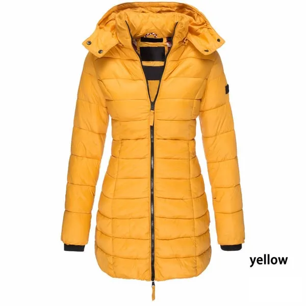 Winter women's mid-length padded jacket warm  hooded jacket