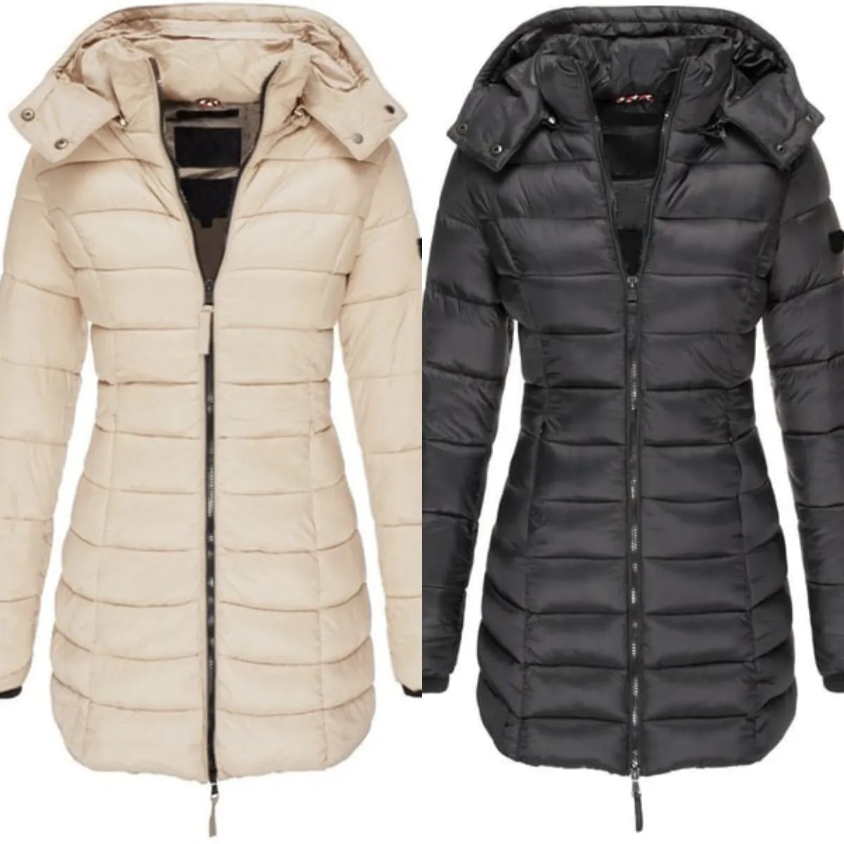 Winter women's mid-length padded jacket warm  hooded jacket