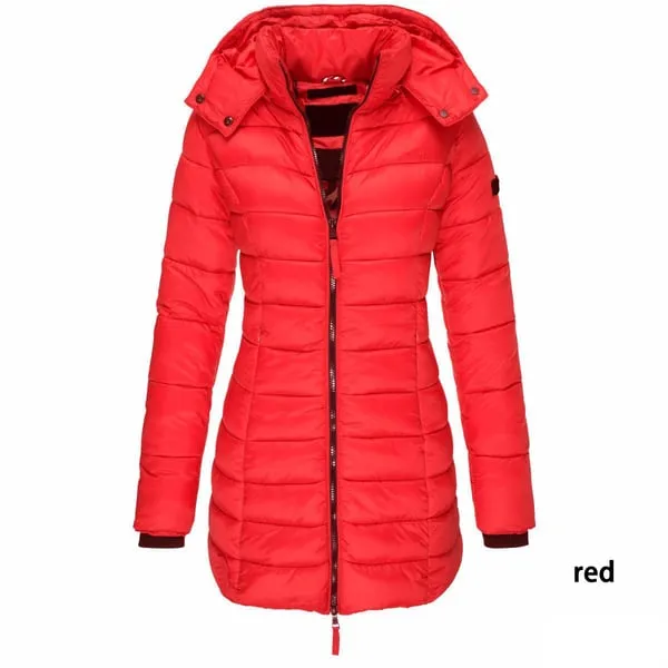 Winter women's mid-length padded jacket warm  hooded jacket