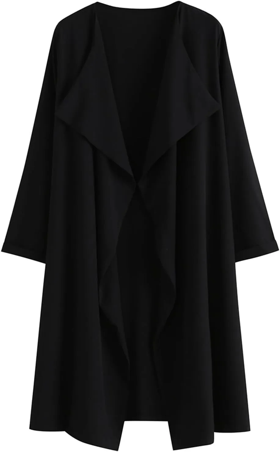 ZWRXW Women's Long Trench Coat Lightweight Open Front Cardigan Jackets Oversized Solid Fall Dressy Casual Winter Coats
